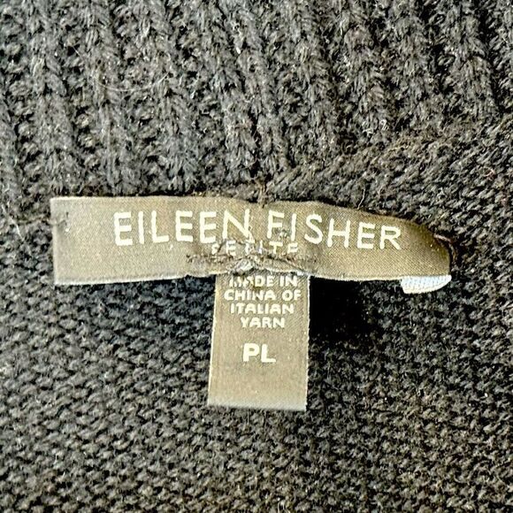Eileen Fisher Shawl Collar 100% Merino Wool Zip Up Cardigan Sweater Petite Large - Picture 6 of 11